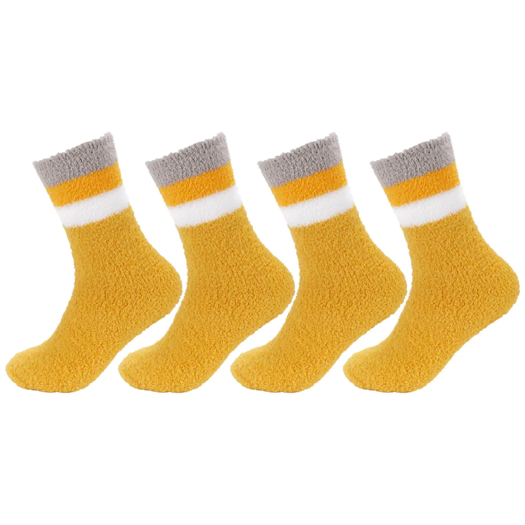 Women's Soft and Cozy Fuzzy Assorted Crew Socks - 4 Pair