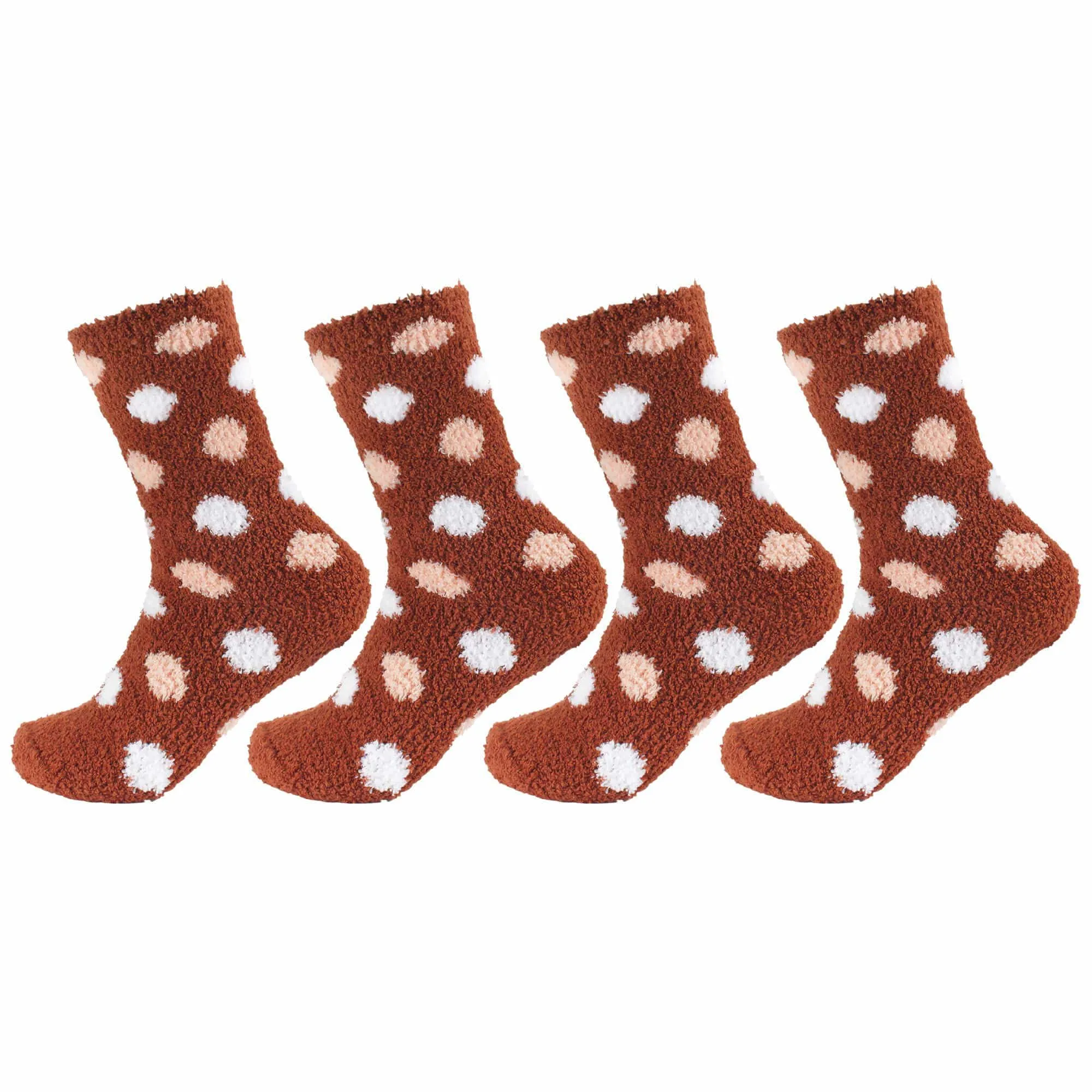 Women's Soft and Cozy Fuzzy Assorted Crew Socks - 4 Pair