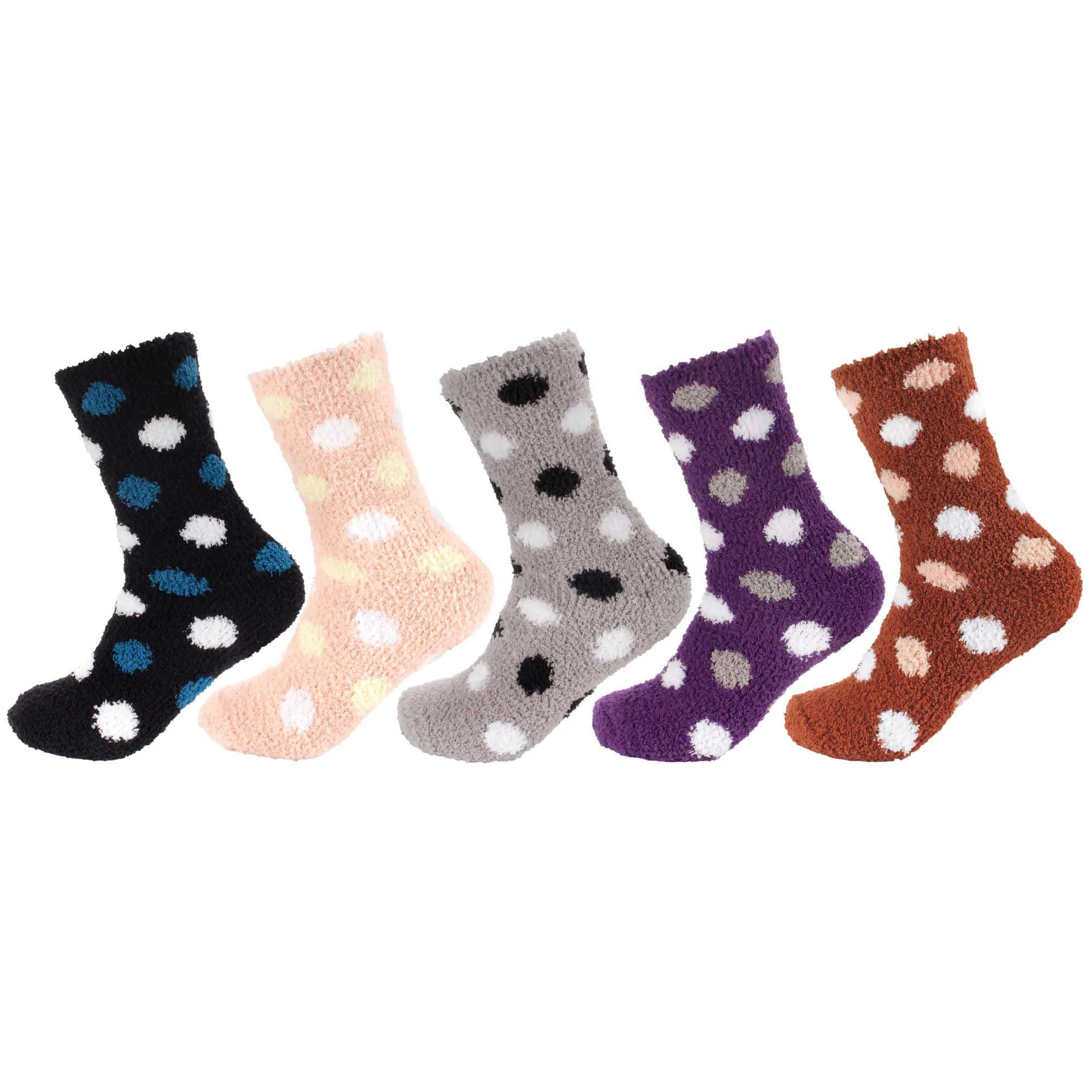 Women's Soft and Cozy Fuzzy Assorted Crew Socks - 5 Pair Assortments