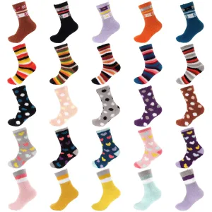 Women's Soft and Cozy Fuzzy Assorted Crew Socks - 5 Pair Assortments