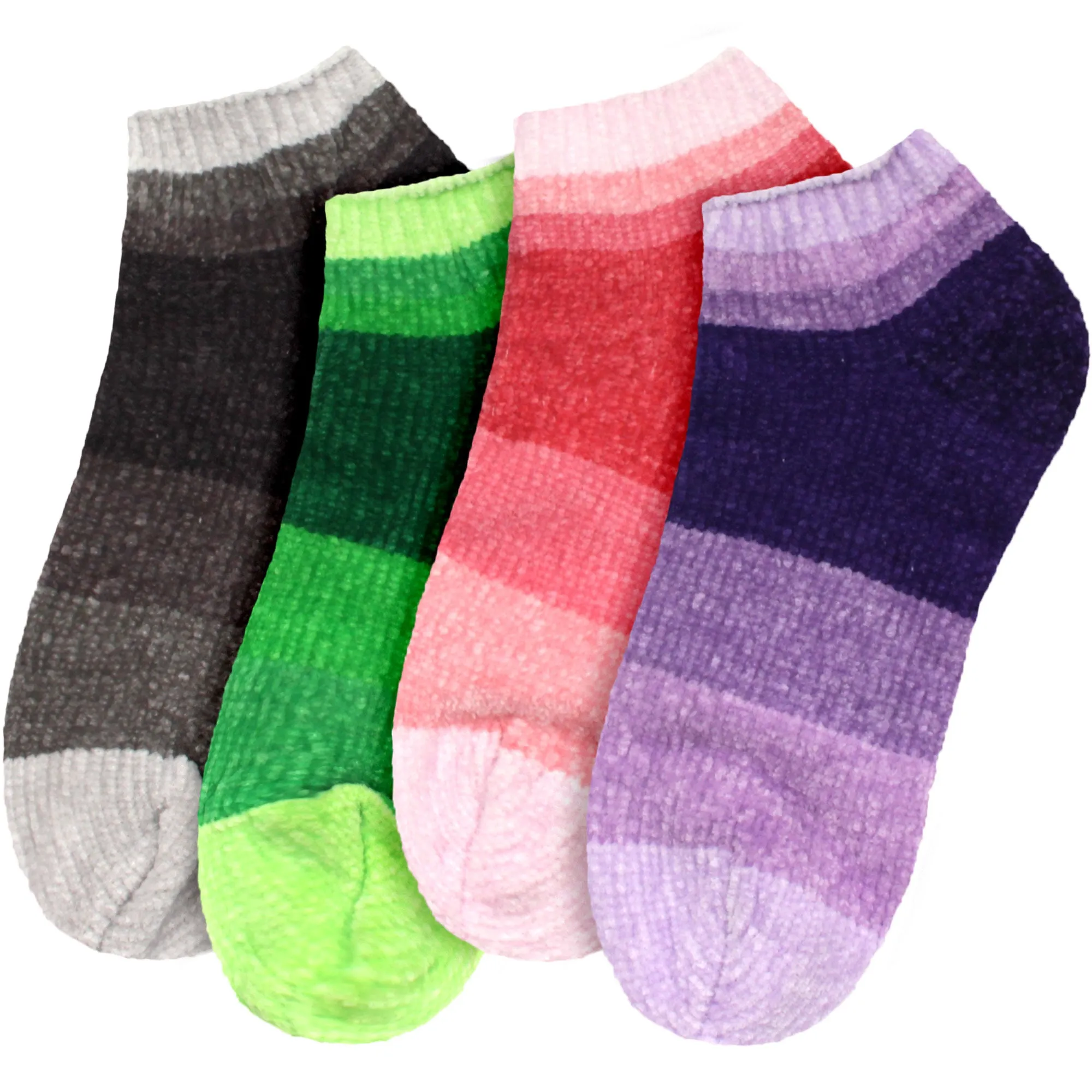 Women's Soft Chenille Furry Fuzzy Color Block Ankle Home Socks