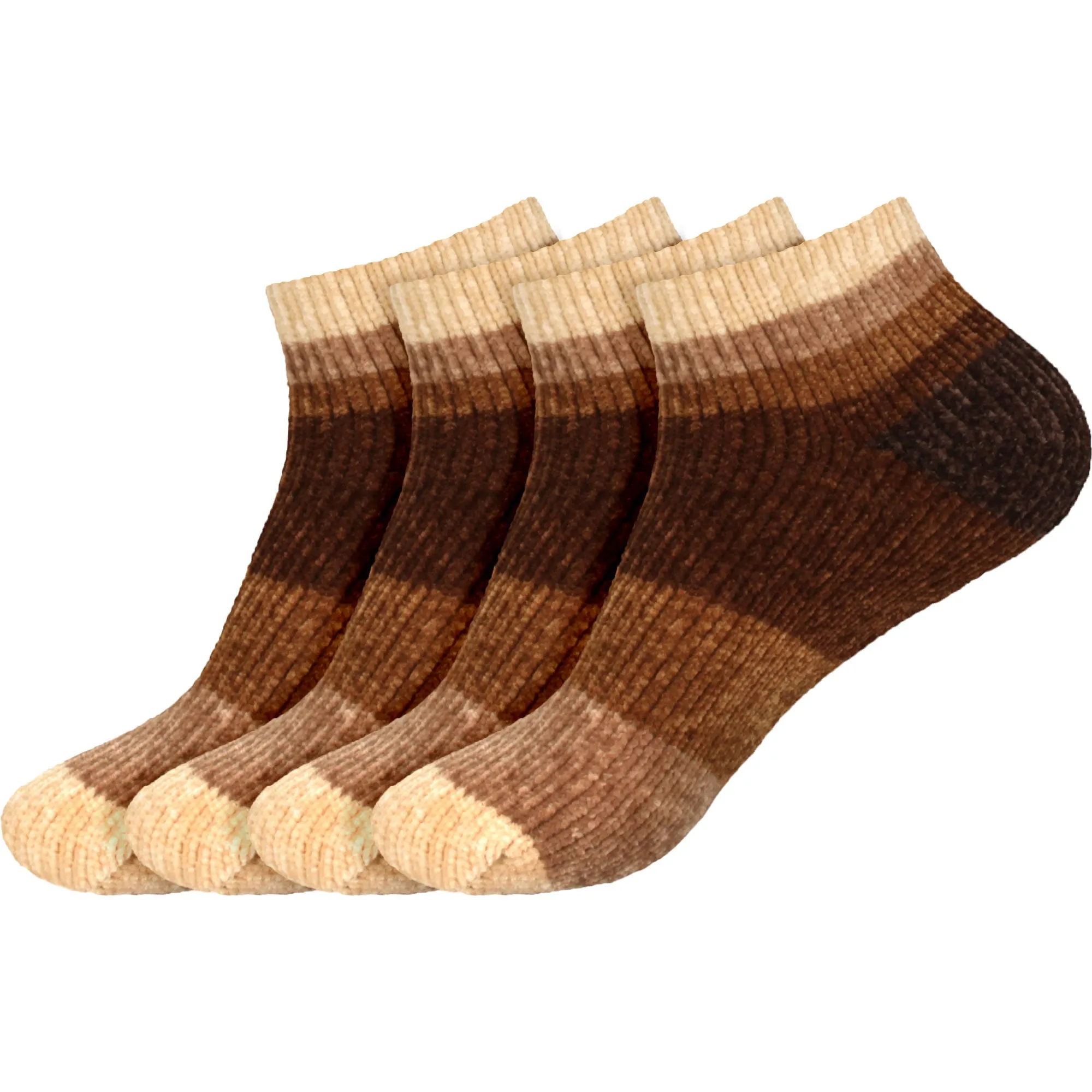 Women's Soft Chenille Furry Fuzzy Color Block Ankle Home Socks