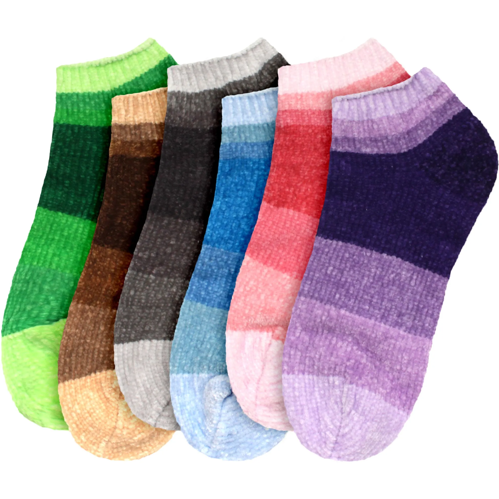 Women's Soft Chenille Furry Fuzzy Color Block Ankle Home Socks