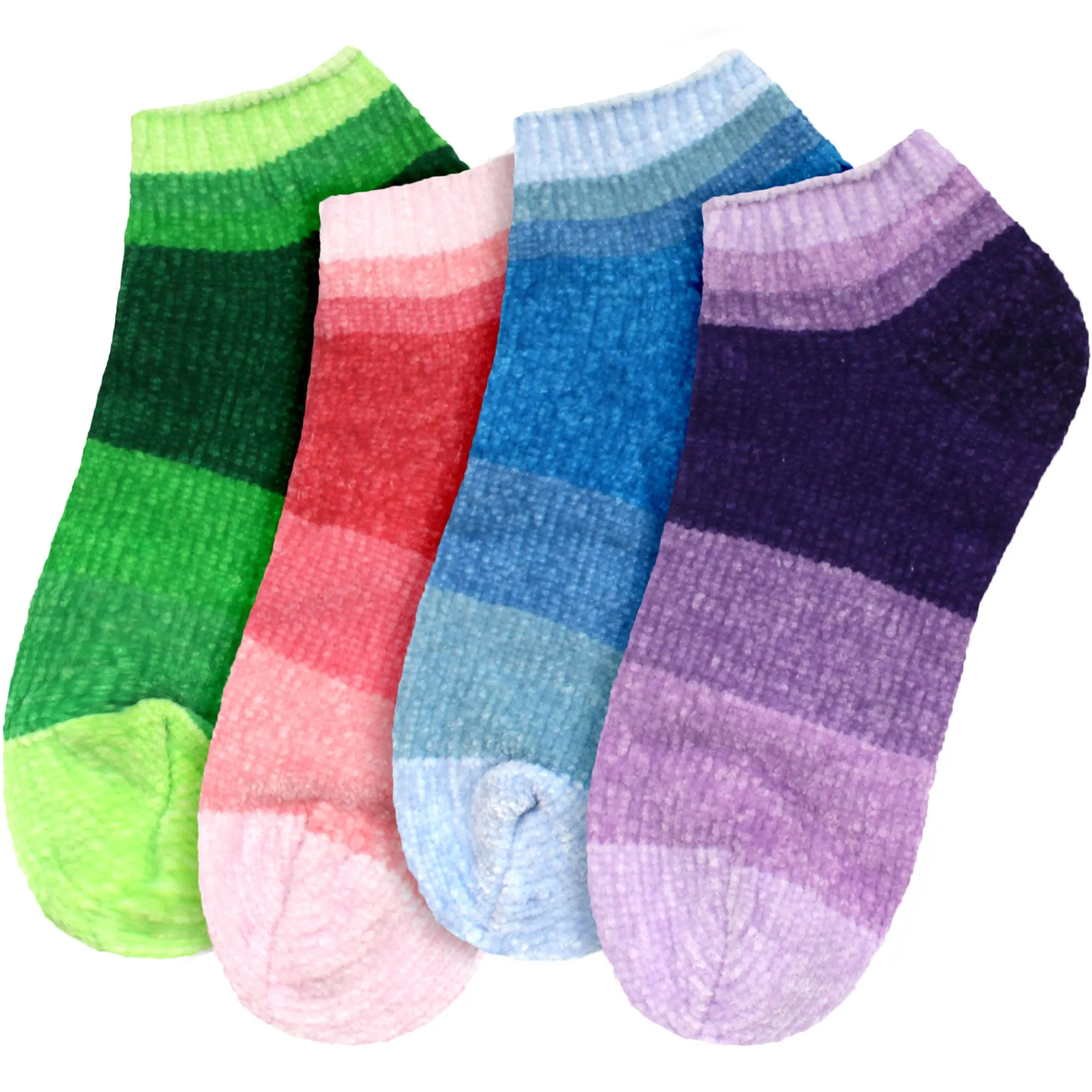 Women's Soft Chenille Furry Fuzzy Color Block Ankle Home Socks