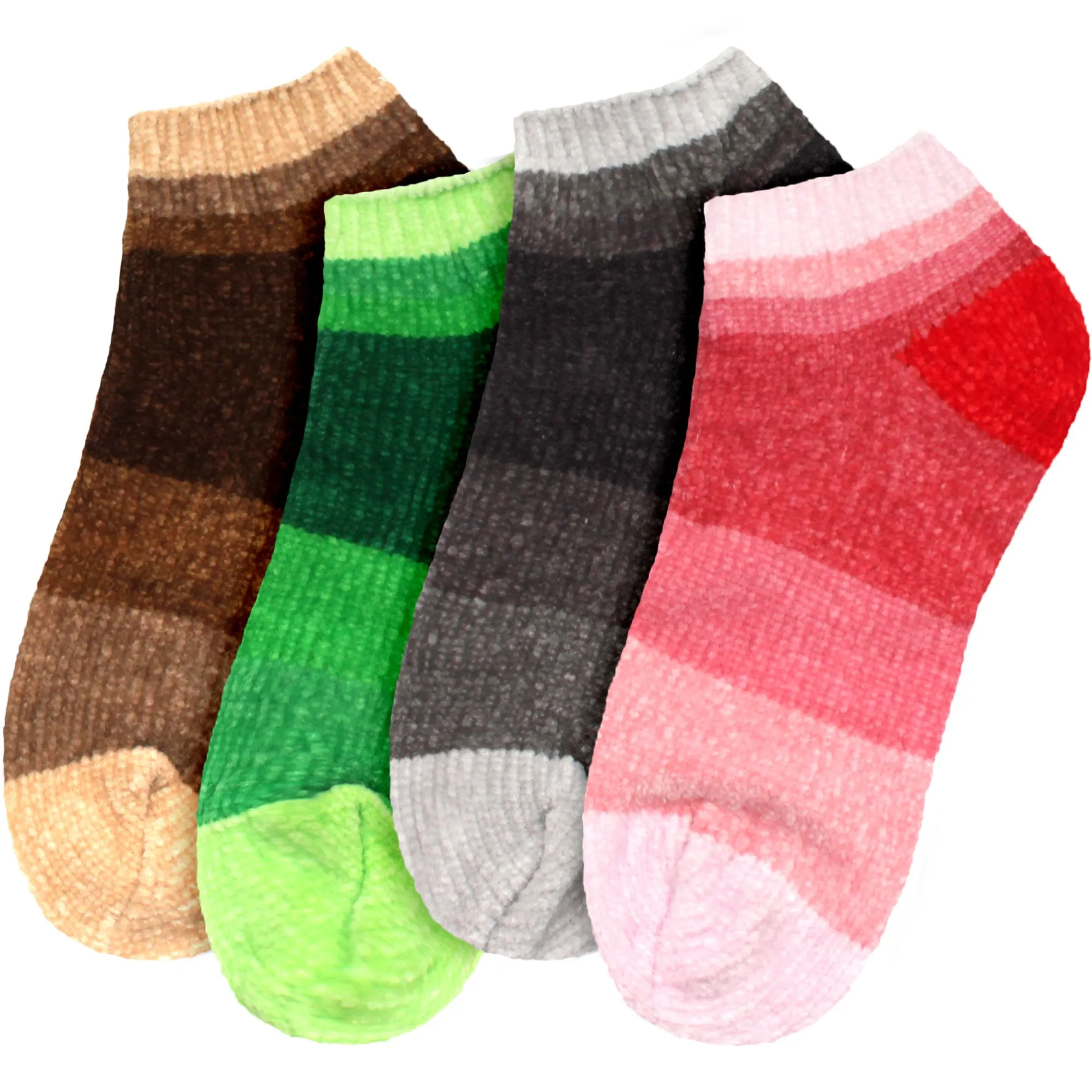 Women's Soft Chenille Furry Fuzzy Color Block Ankle Home Socks