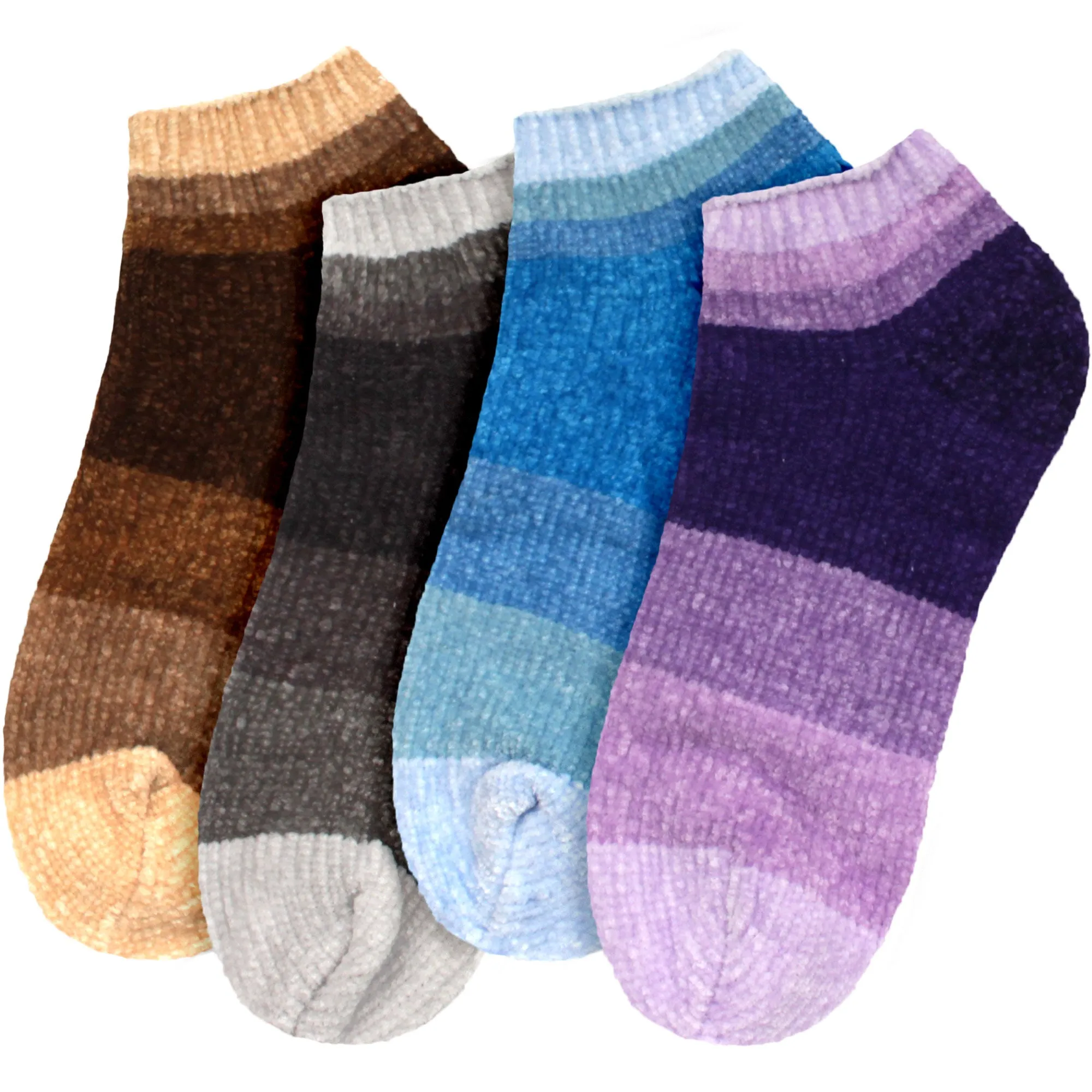 Women's Soft Chenille Furry Fuzzy Color Block Ankle Home Socks