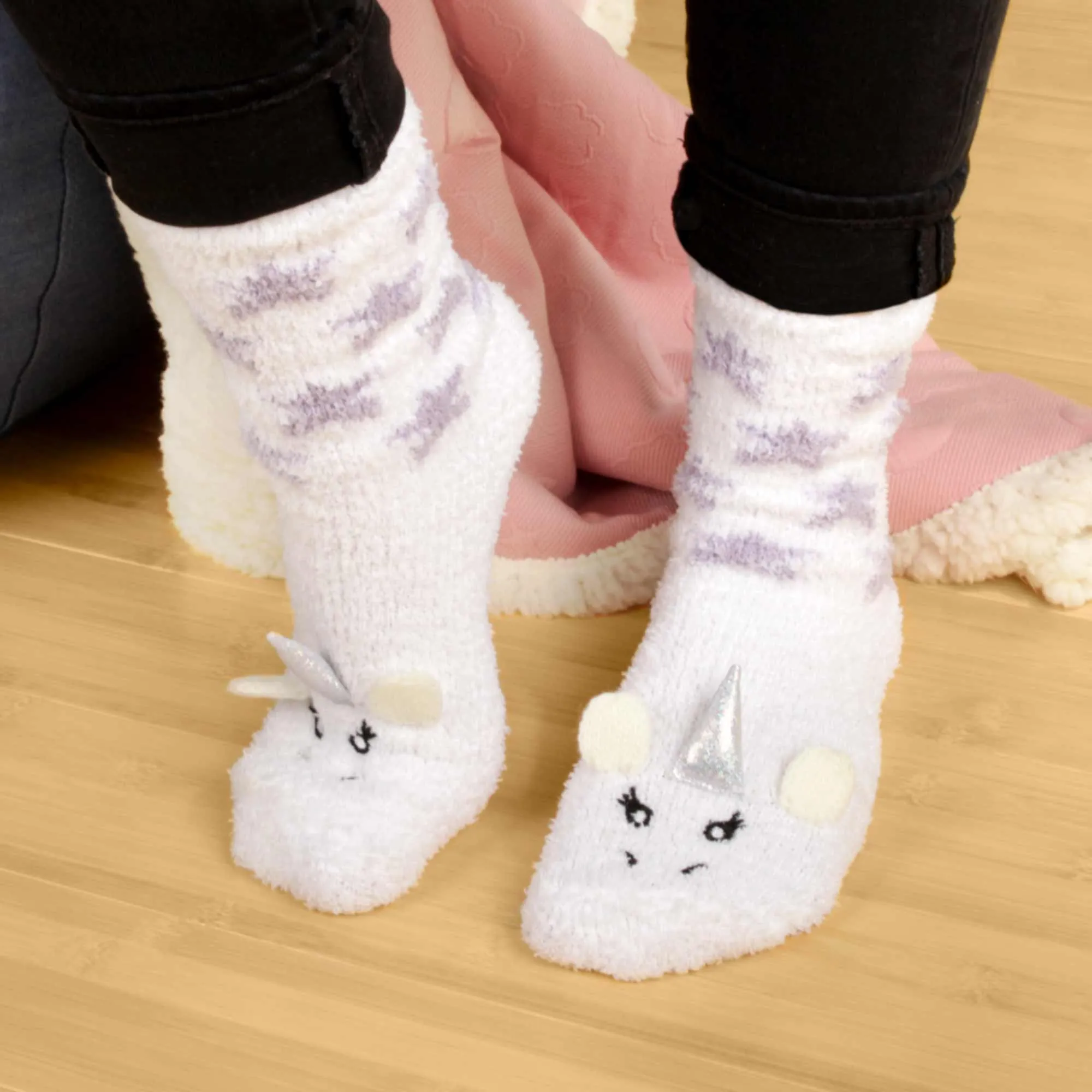 Women's Soft Warm Fuzzy Furry Cozy Unicorn Series Crew Socks, Singles