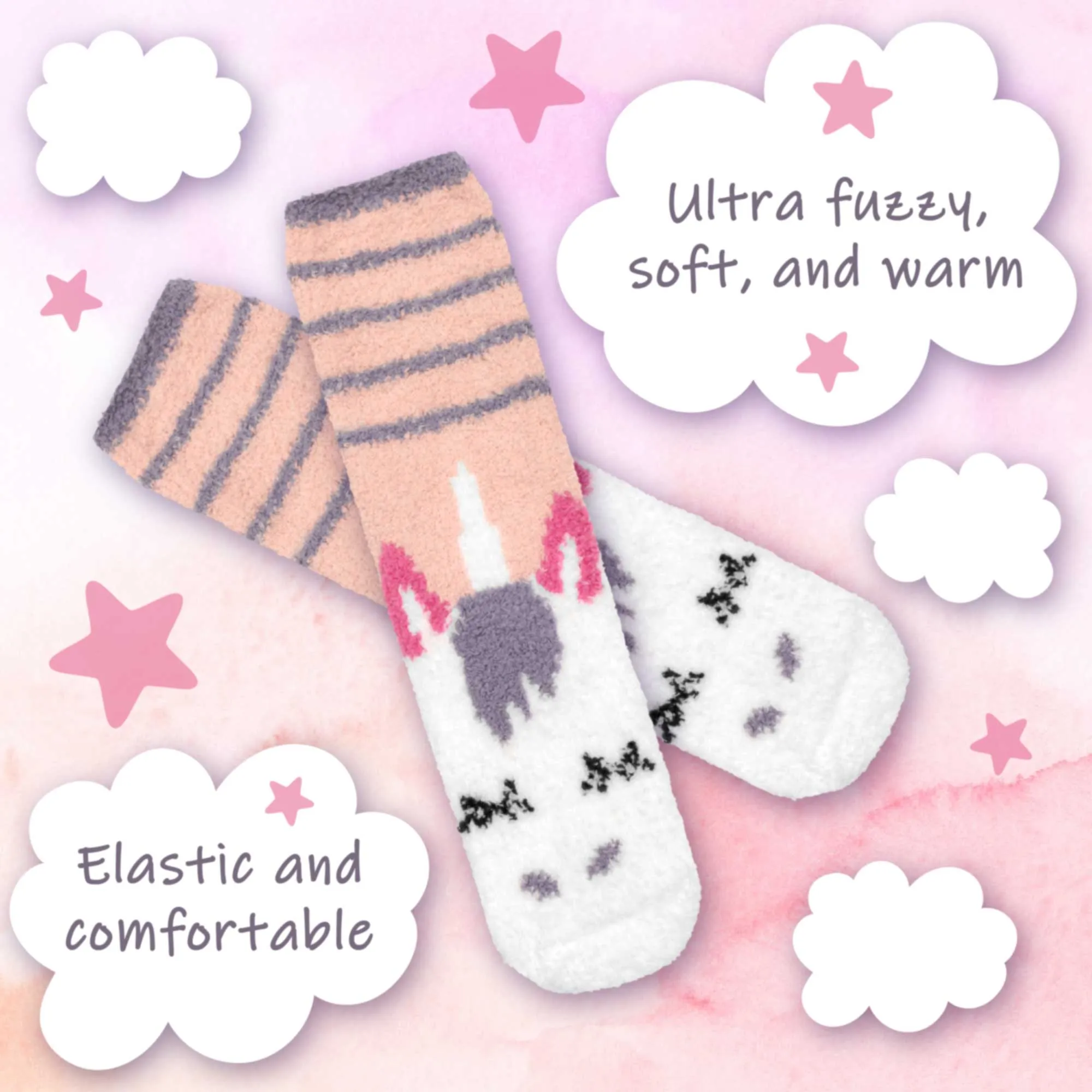 Women's Soft Warm Fuzzy Furry Cozy Unicorn Series Crew Socks, Singles