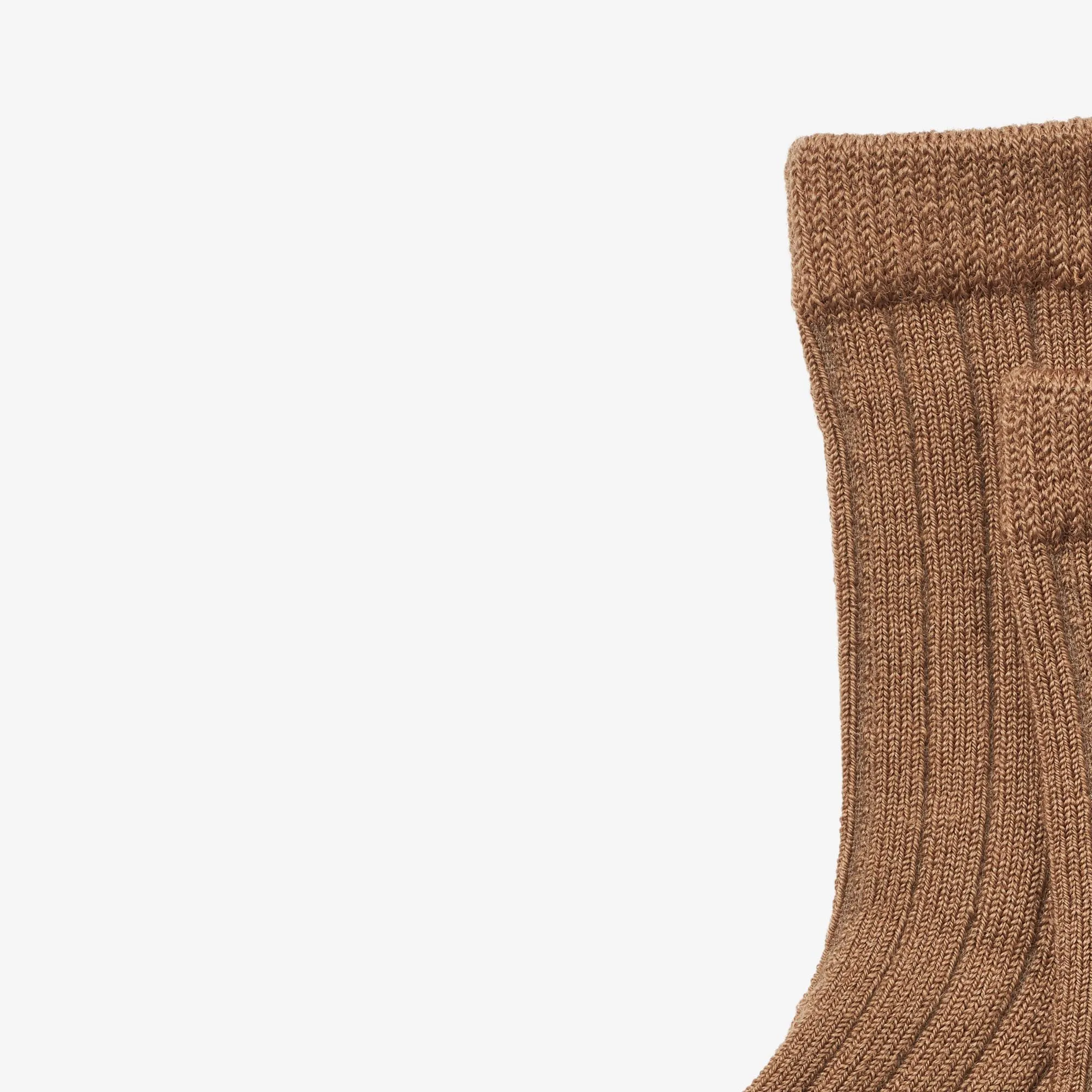 Wool Rib Socks Vilde - caramel